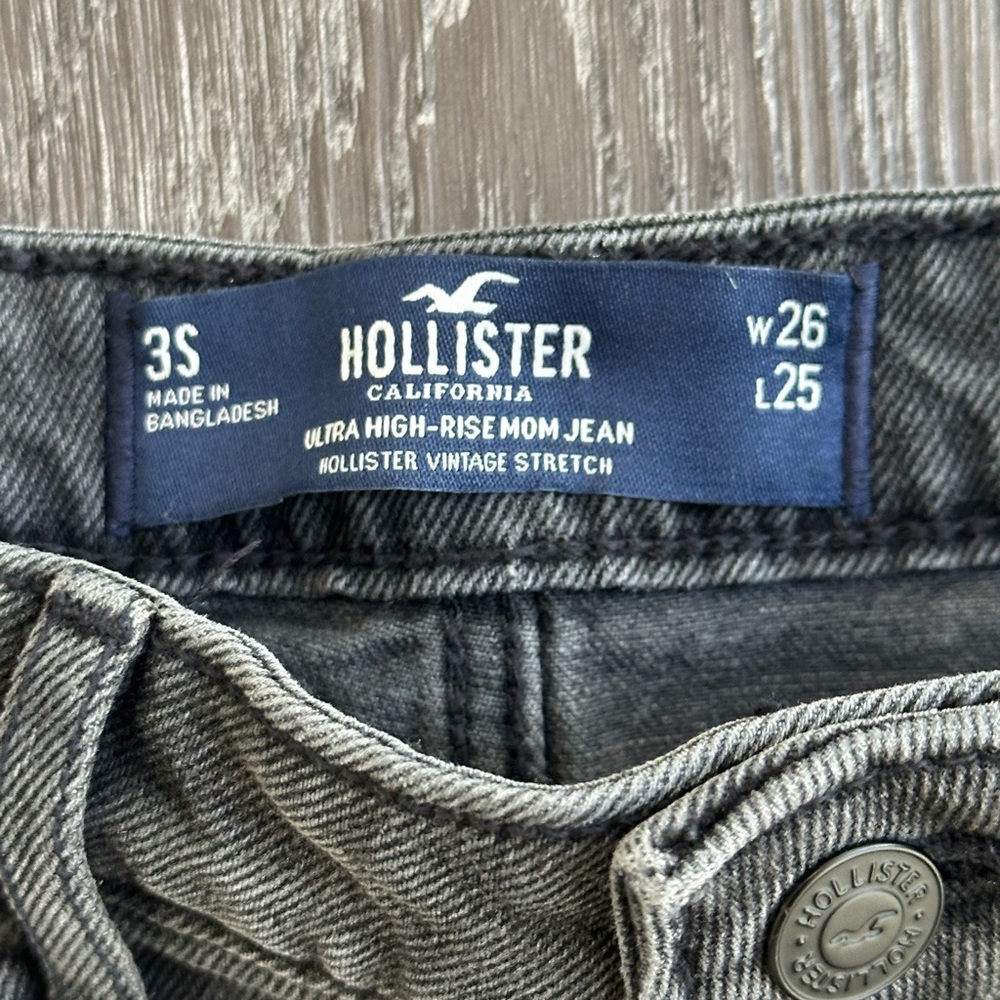 Hollister Mom Jeans Ultra High Rise W26 L25 Gray Vintage Stretch - Picture 7 of 11